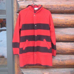 Vintage Woolrich Hudson Bay Style Striped Wool Coat Jacket Parka SZ S